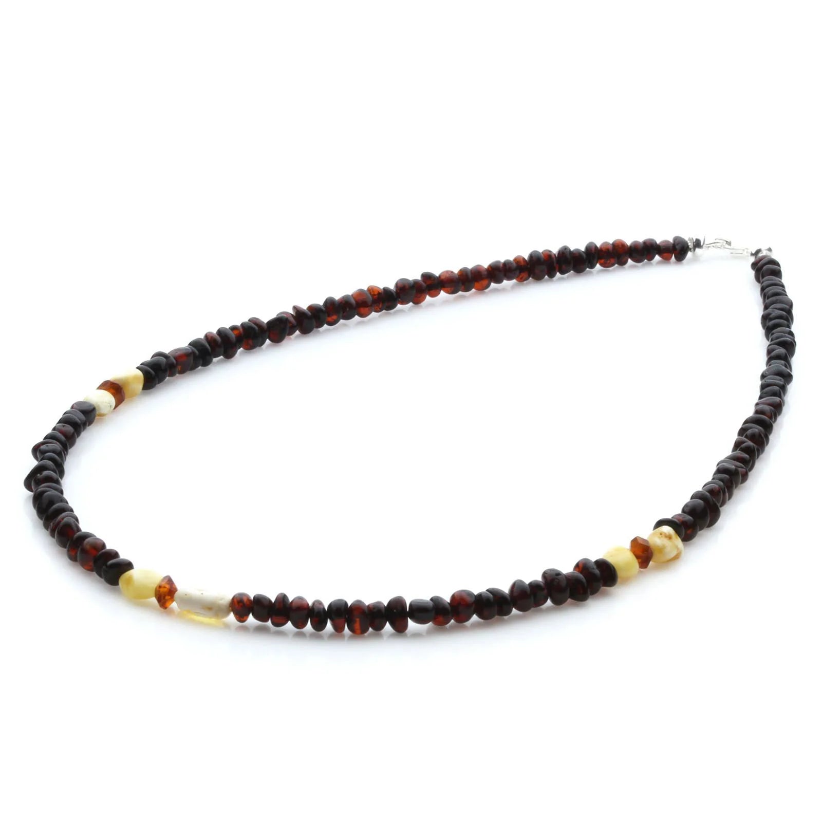 Adult Baltic Amber Necklace & 925 Sterling Silver Clasp 45cm. LE31