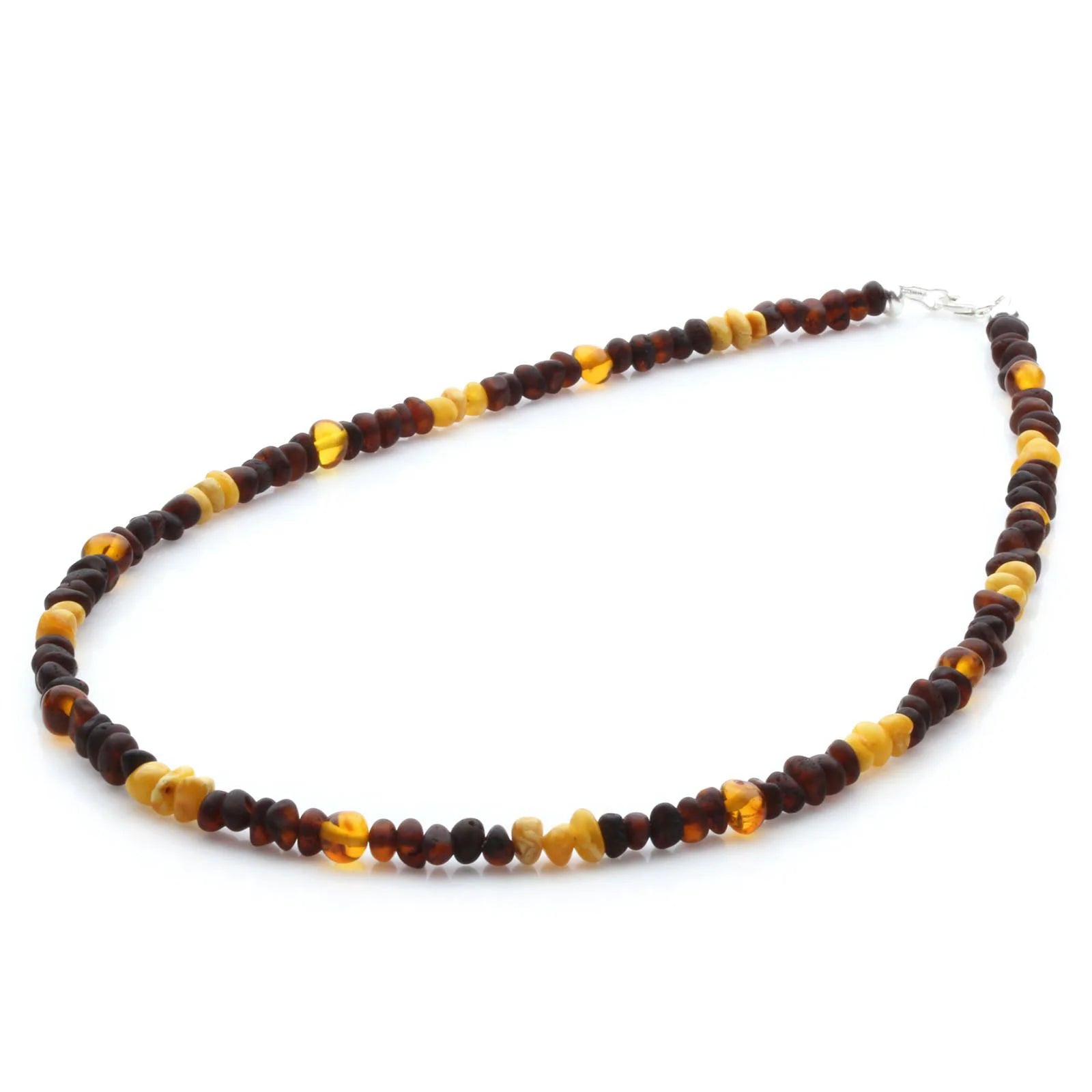 Adult Baltic Amber Necklace & 925 Sterling Silver Clasp 45cm. LE09