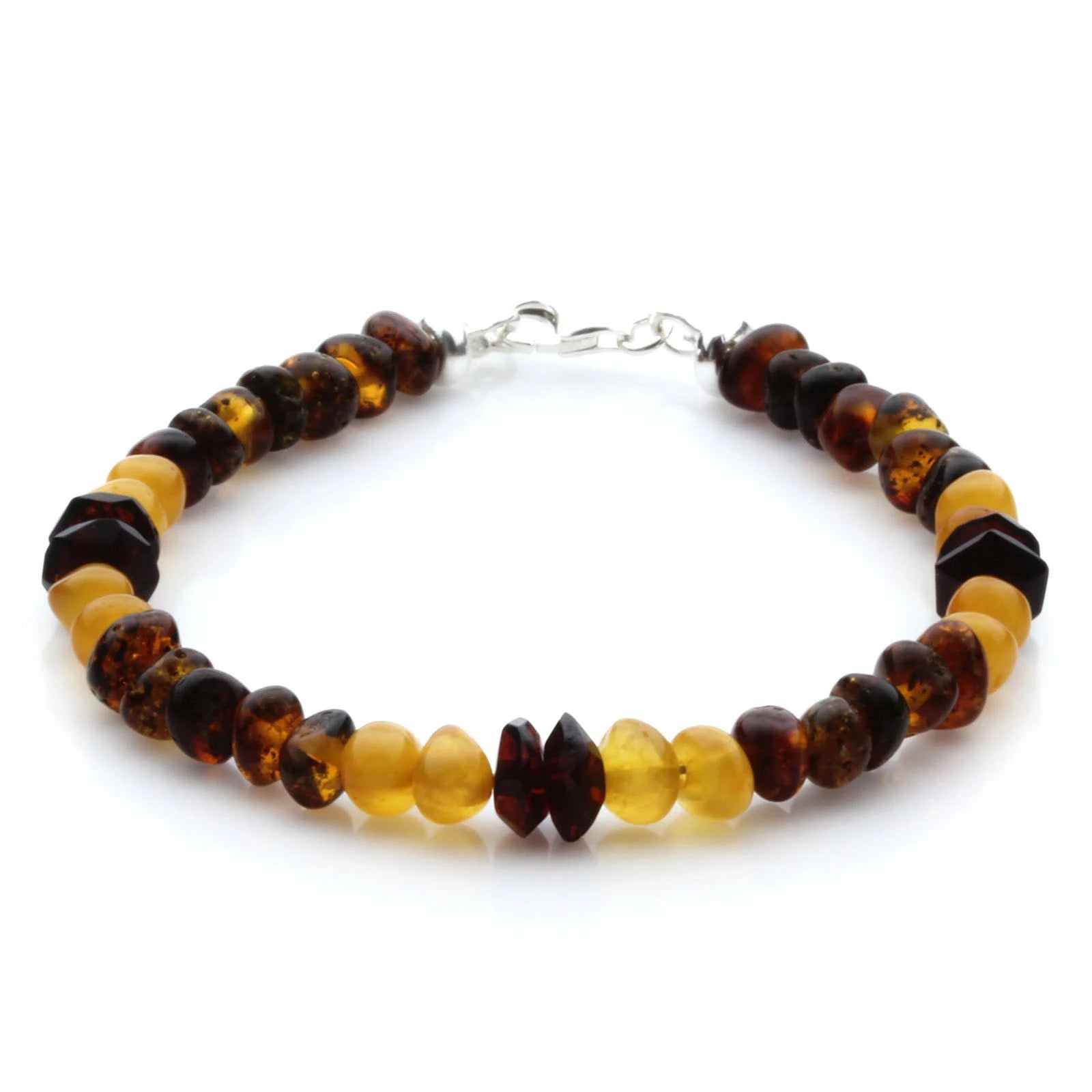 Adult Baltic Amber Bracelet & 925 Sterling Silver Clasp 18cm. LE26