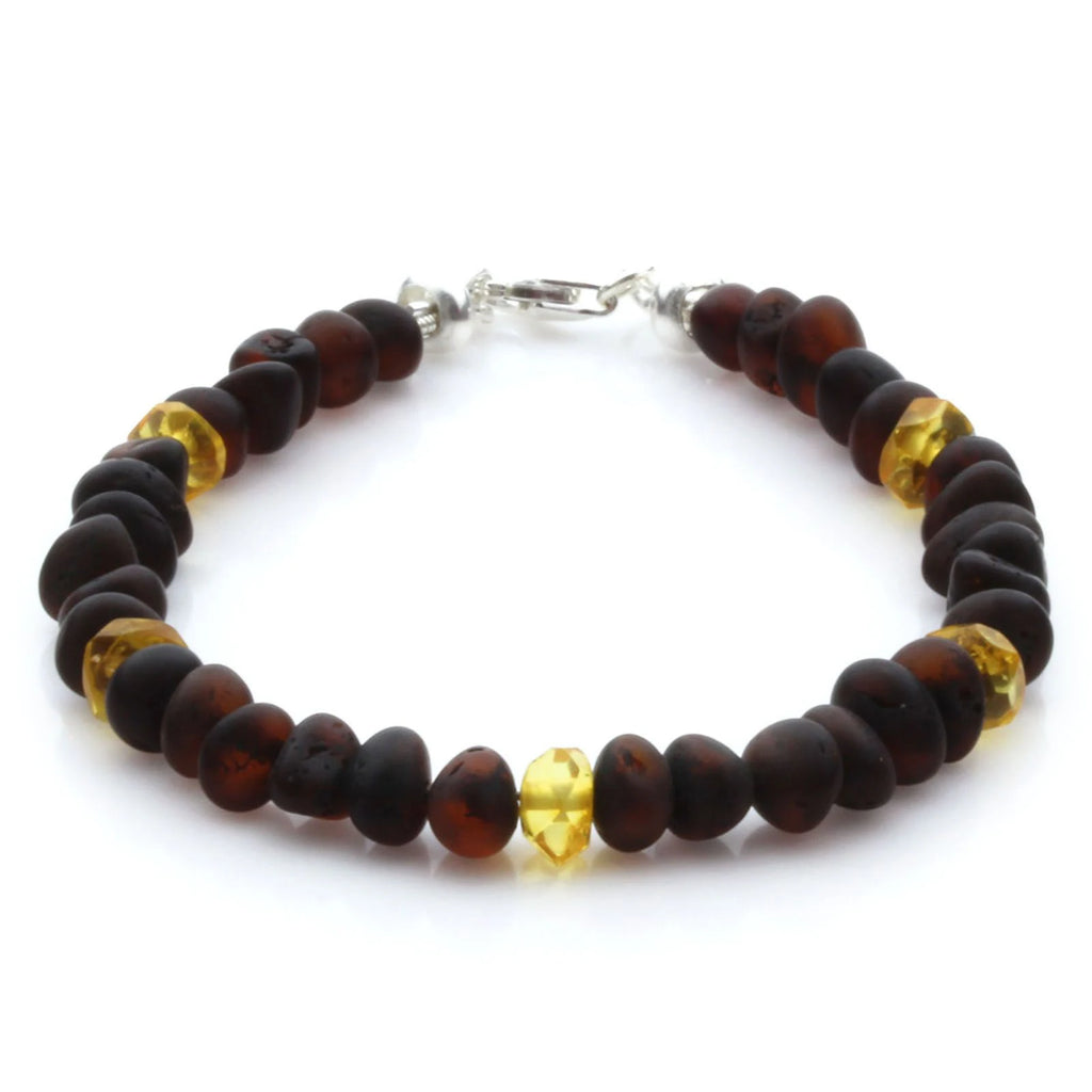 Adult Baltic Amber Bracelet & 925 Sterling Silver Clasp 18cm. LE30