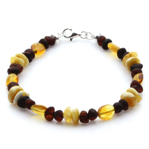 Adult Baltic Amber Bracelet & 925 Sterling Silver Clasp 18cm. LE18