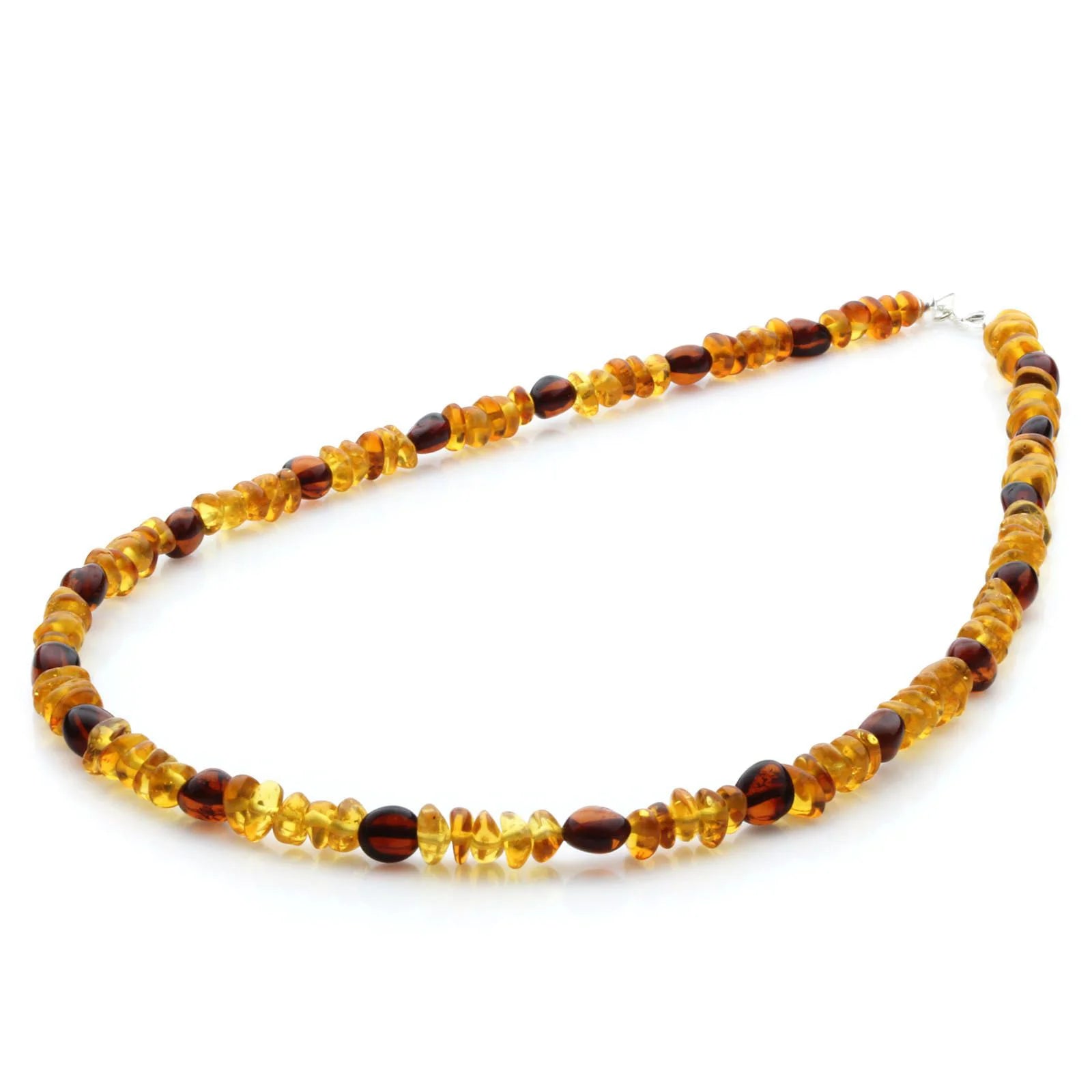 Adult Baltic Amber Necklace & 925 Sterling Silver Clasp 45cm. LE17
