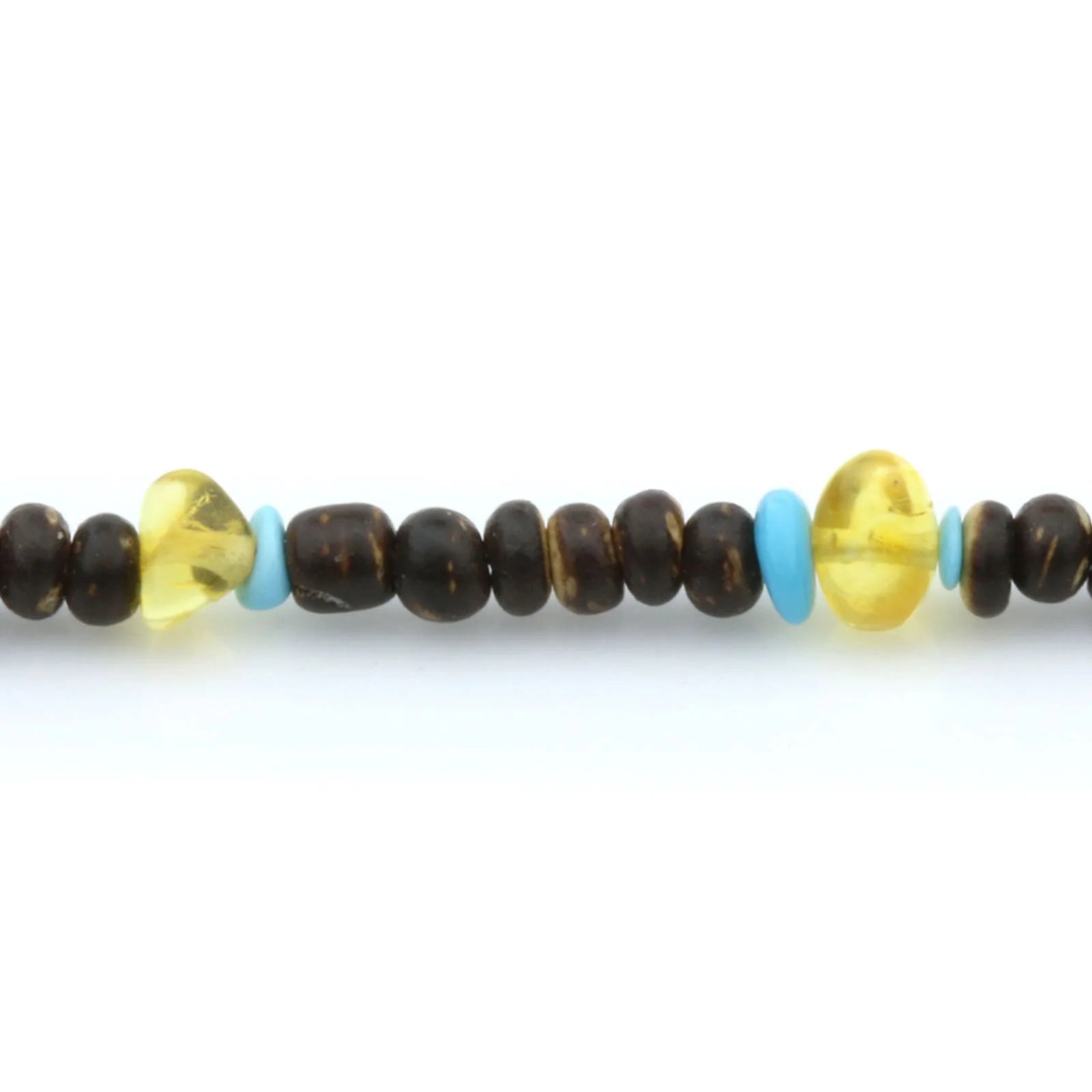 ADULT BALTIC AMBER WOOD TURQUOISE 925 STERLING SILVER NECKLACE. SPT07