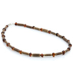 ADULT BALTIC AMBER WOOD 925 STERLING SILVER NECKLACE. SPT24