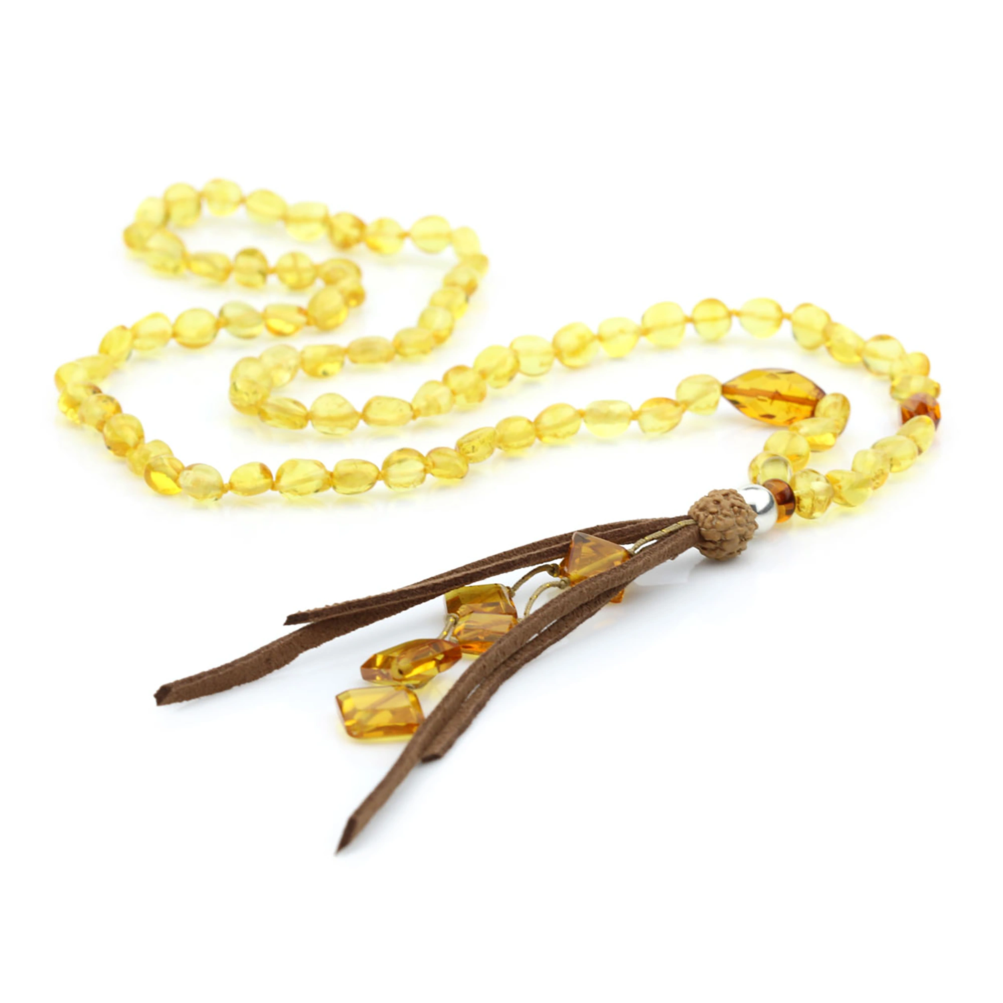 NATURAL BALTIC AMBER TASSEL NECKLACE. TASSEL16