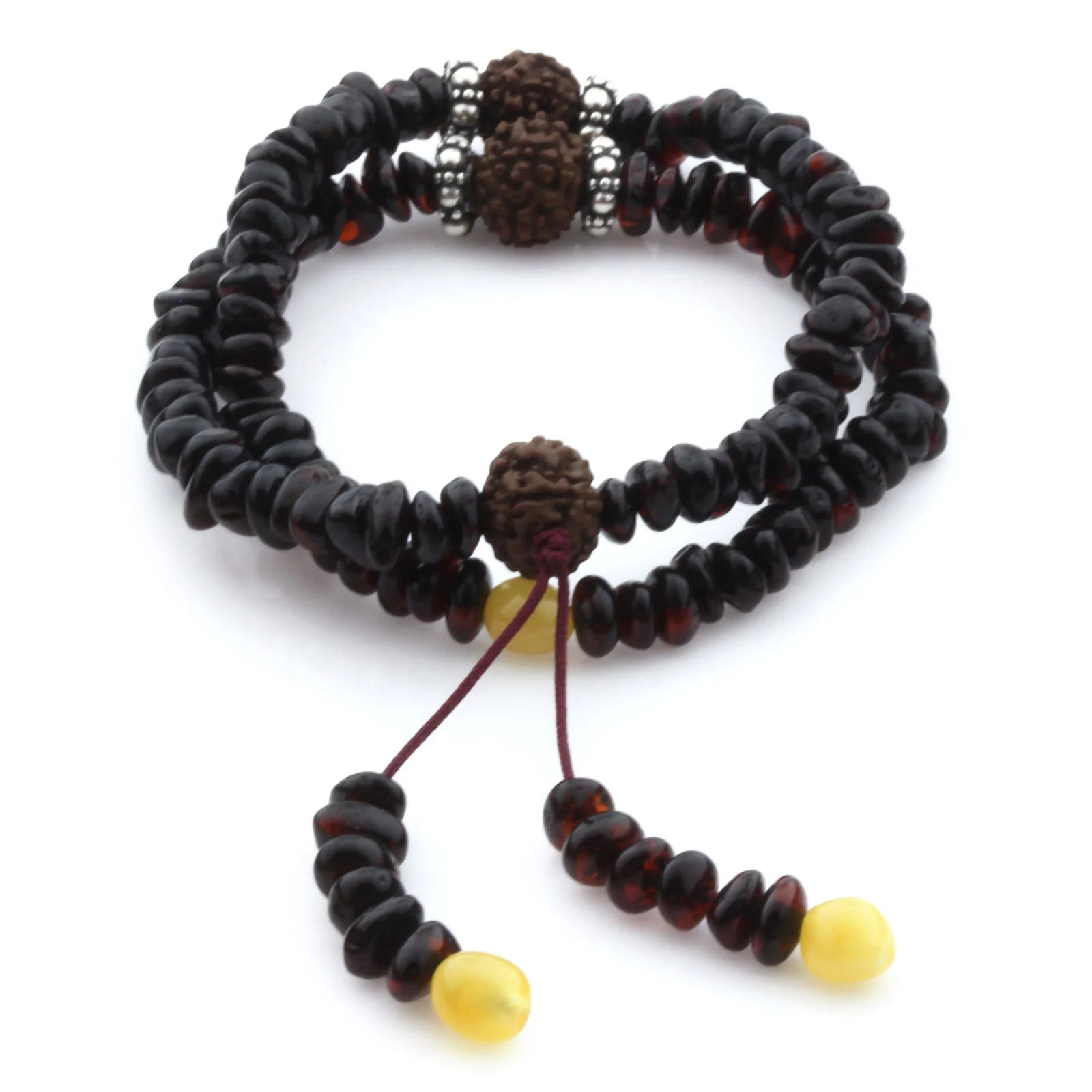 Adult Baltic Amber Bracelet with 925 Sterling Silver Mala Tassel. MD05