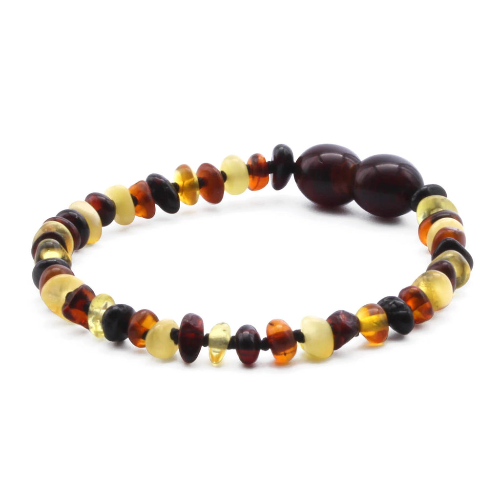 Baltic Amber Teething Bracelet. Roundel Multicolour 4mm - RO34