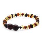 Baltic Amber Teething Bracelet. Roundel Multicolour 4mm - RO34
