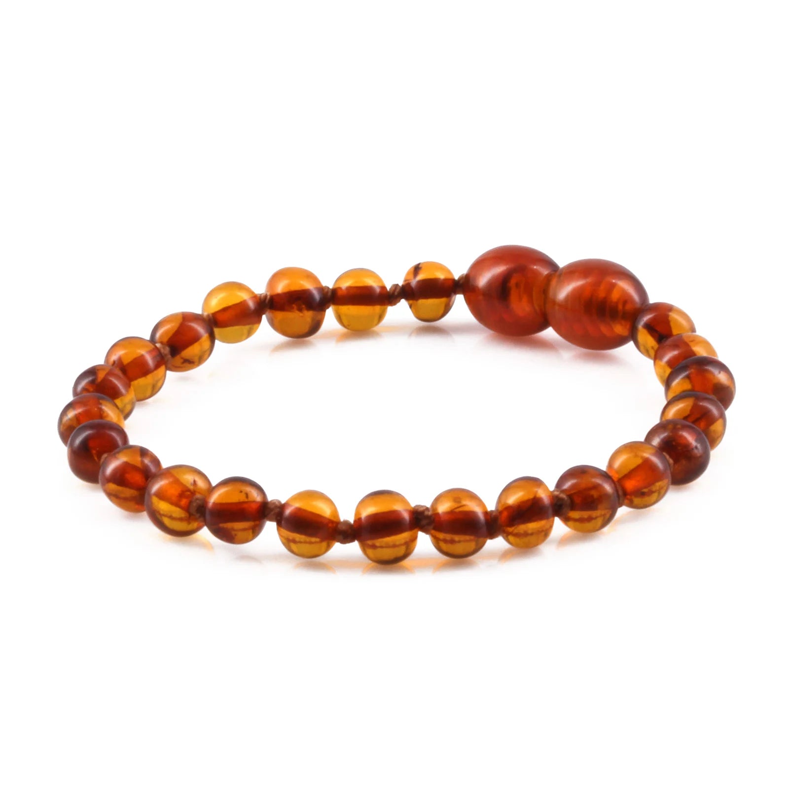 Baltic Amber Teething Bracelet. Baroque Cognac 5mm - XB54C