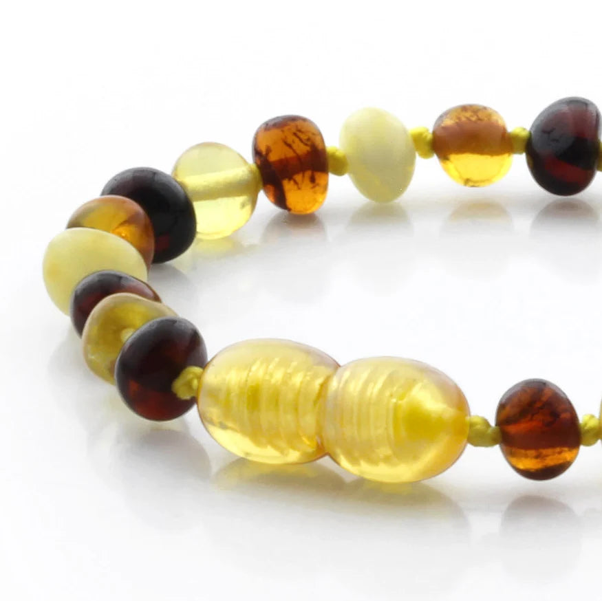 Baltic Amber Teething Bracelet. Baroque Multicolour 5mm - BA68