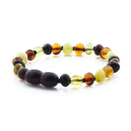 Baltic Amber Teething Bracelet. Baroque Multicolour 5mm - BA75