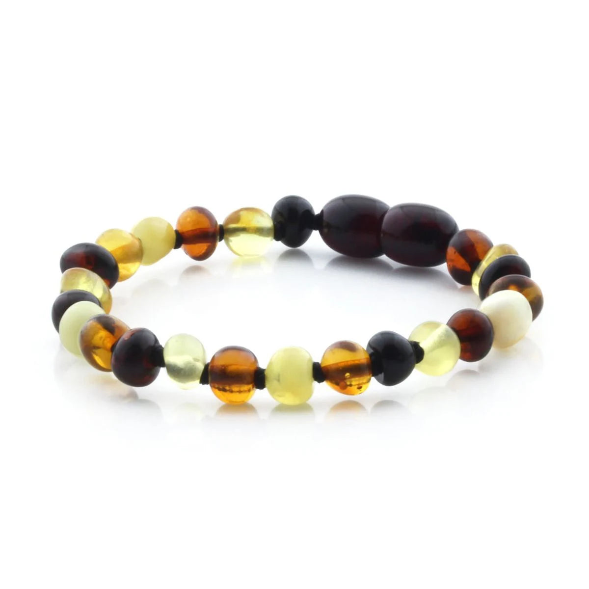 Baltic Amber Teething Bracelet. Baroque Multicolour 5mm - BA75