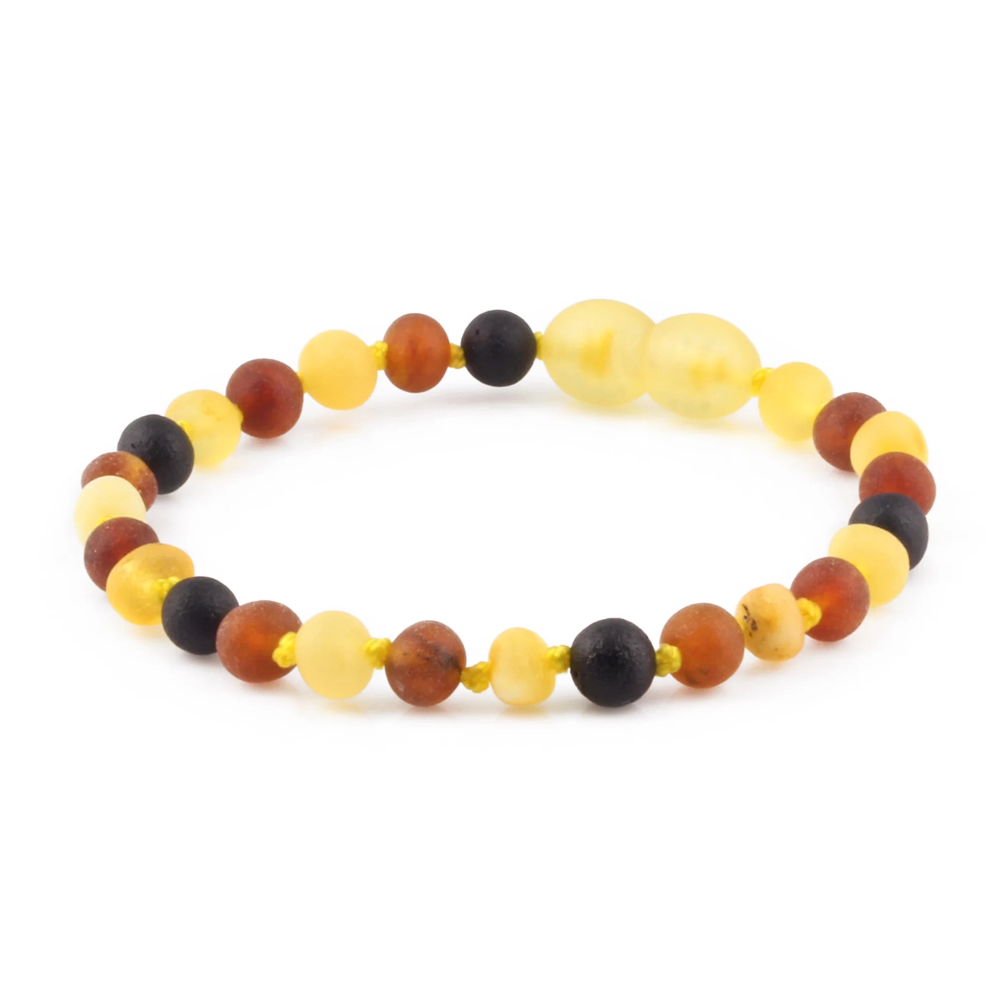 Natural Baltic Amber Junior Bracelet. Baroque Multicolour 5mm - XB54M1M