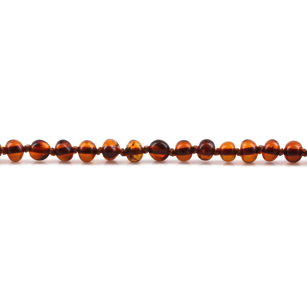 Baltic Amber Teething Bracelet. Baroque Cognac 5mm - BA72