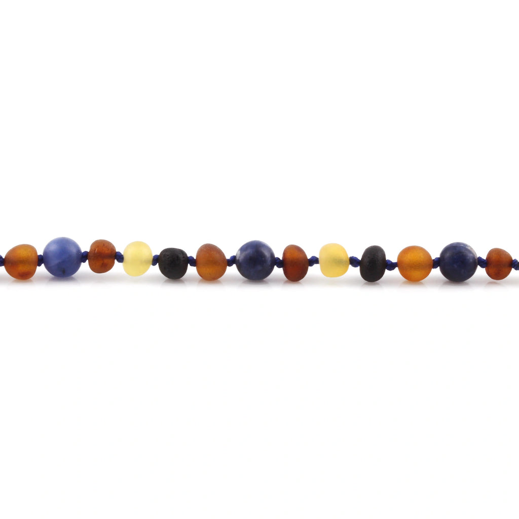 BALTIC AMBER & SODALITE TEETHING NECKLACE. LIMITED EDITION. XLE20