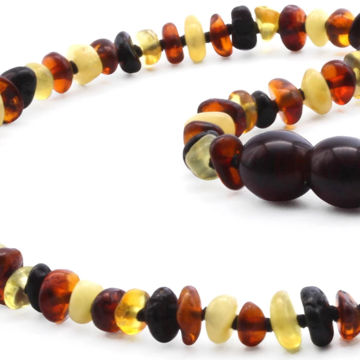 Baltic Amber Teething Necklace. Roundel Multicolour 4mm - RO33