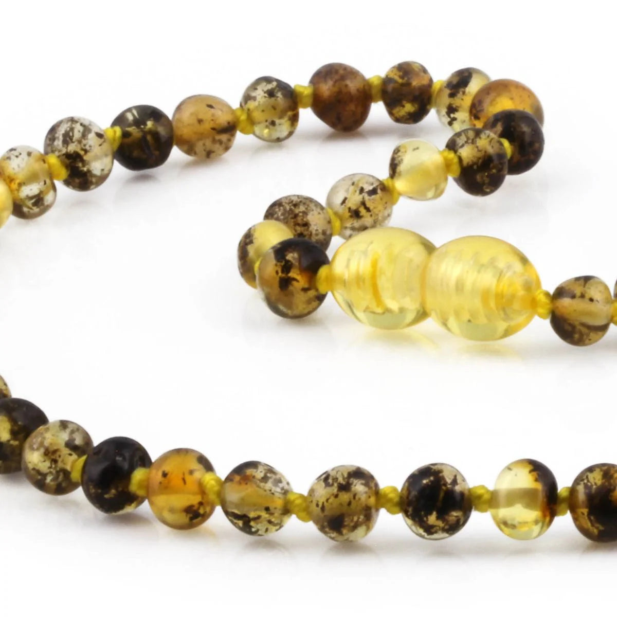 Baltic Amber Teething Necklace. Baroque Green 5mm - BA83