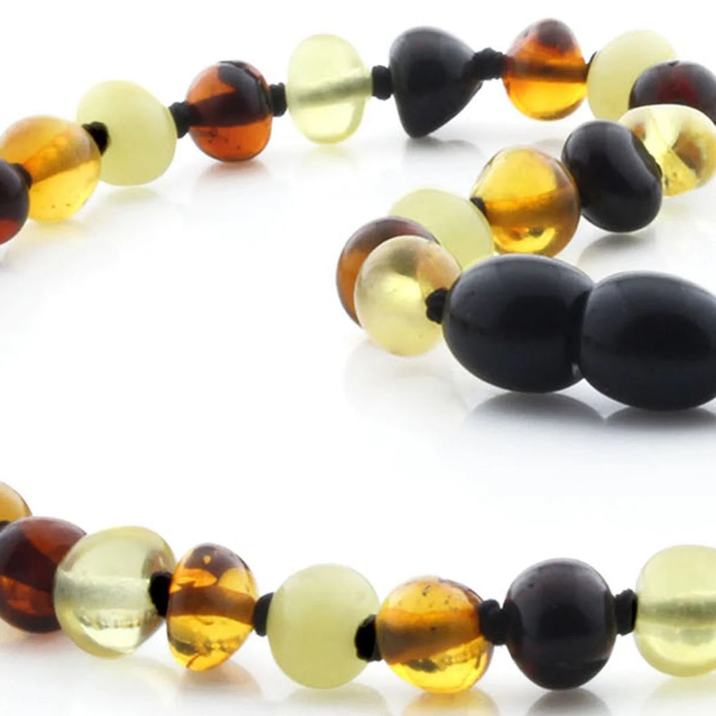 Baltic Amber Teething Necklace. Baroque Multicolour 5mm - BA15