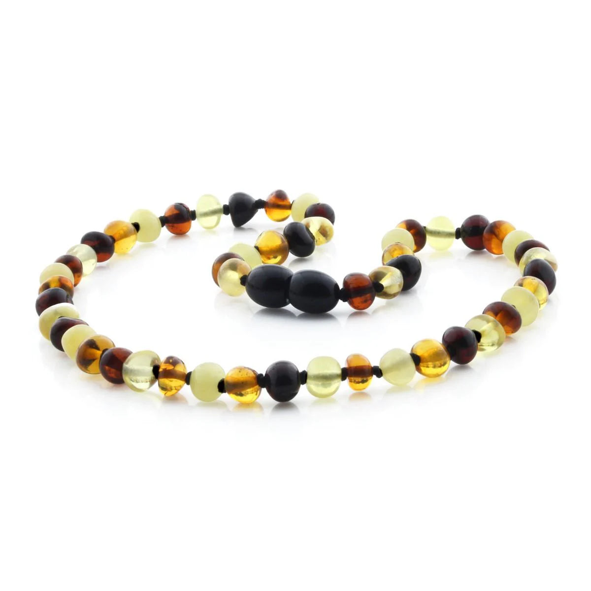 Baltic Amber Teething Necklace. Baroque Multicolour 5mm - BA15