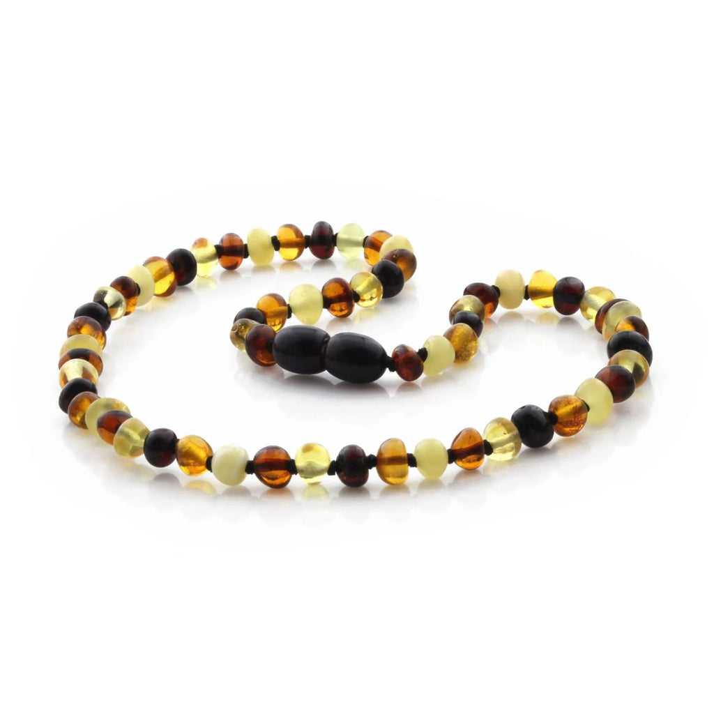 Baltic Amber Teething Necklace. Baroque Multicolour 5mm - BA5