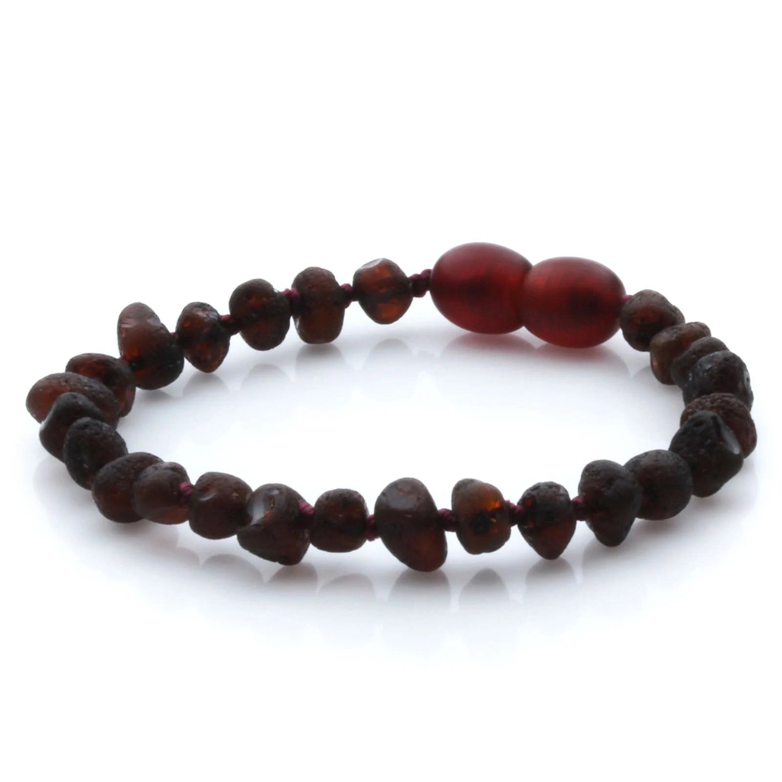 Baltic Amber Teething Bracelet. Baroque Dark Cognac 5mm - BA93