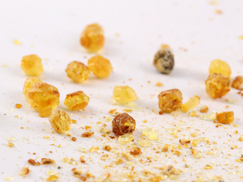 amber beads close up