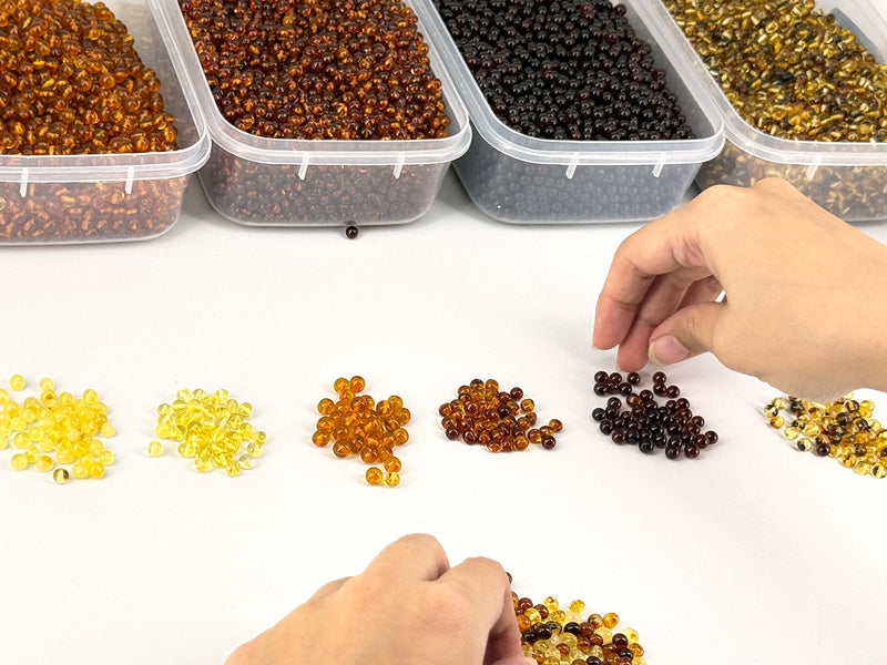 color sorting of loose amber beads