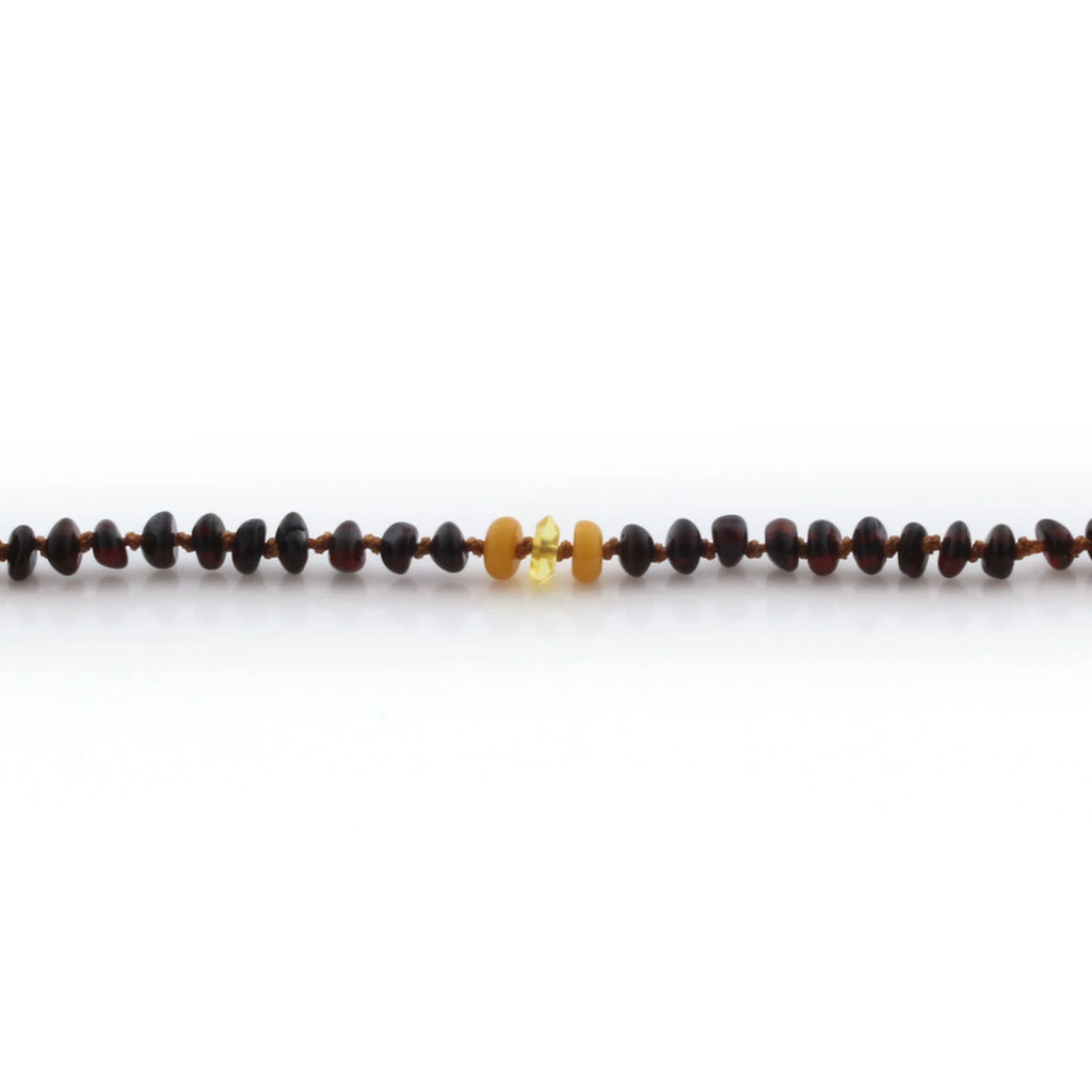 Natural Baltic Amber Teething Necklace. Roud Flat LE105