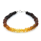 Adult Baltic Amber & 925 Sterling Silver Clasp Bracelet 18cm. Ba Rainbow I Matte A S.