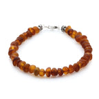 Adult Baltic Amber & 925 Sterling Silver Clasp Bracelet 18cm. Ba Cognac Matte S.
