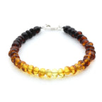 Adult Baltic Amber & 925 Sterling Silver Clasp Bracelet 18cm. Ba Rainbow II S.