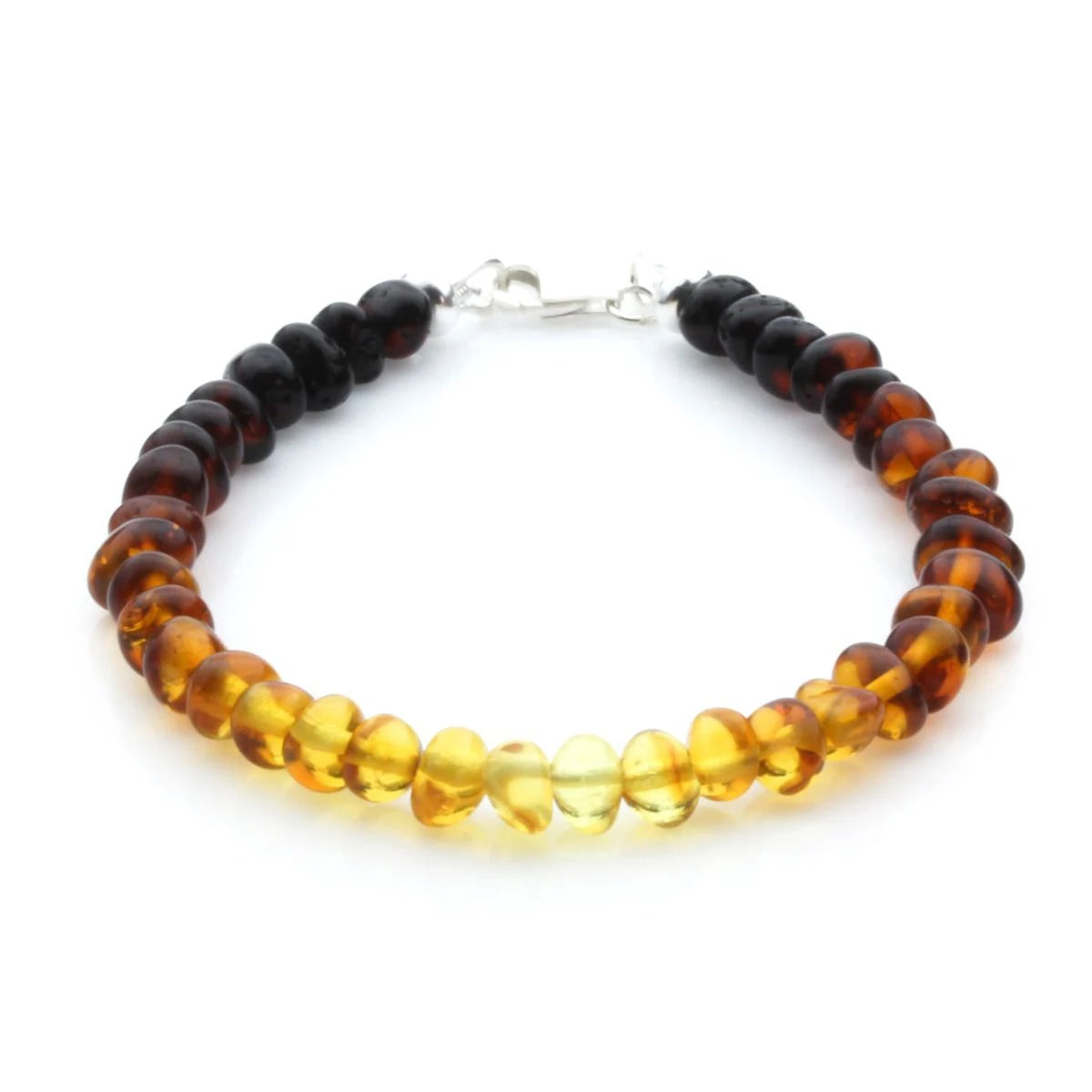Adult Baltic Amber & 925 Sterling Silver Clasp Bracelet 18cm. Ba Rainbow II S.