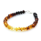 Adult Baltic Amber & 925 Sterling Silver Clasp Bracelet 18cm. Ba Rainbow II S.