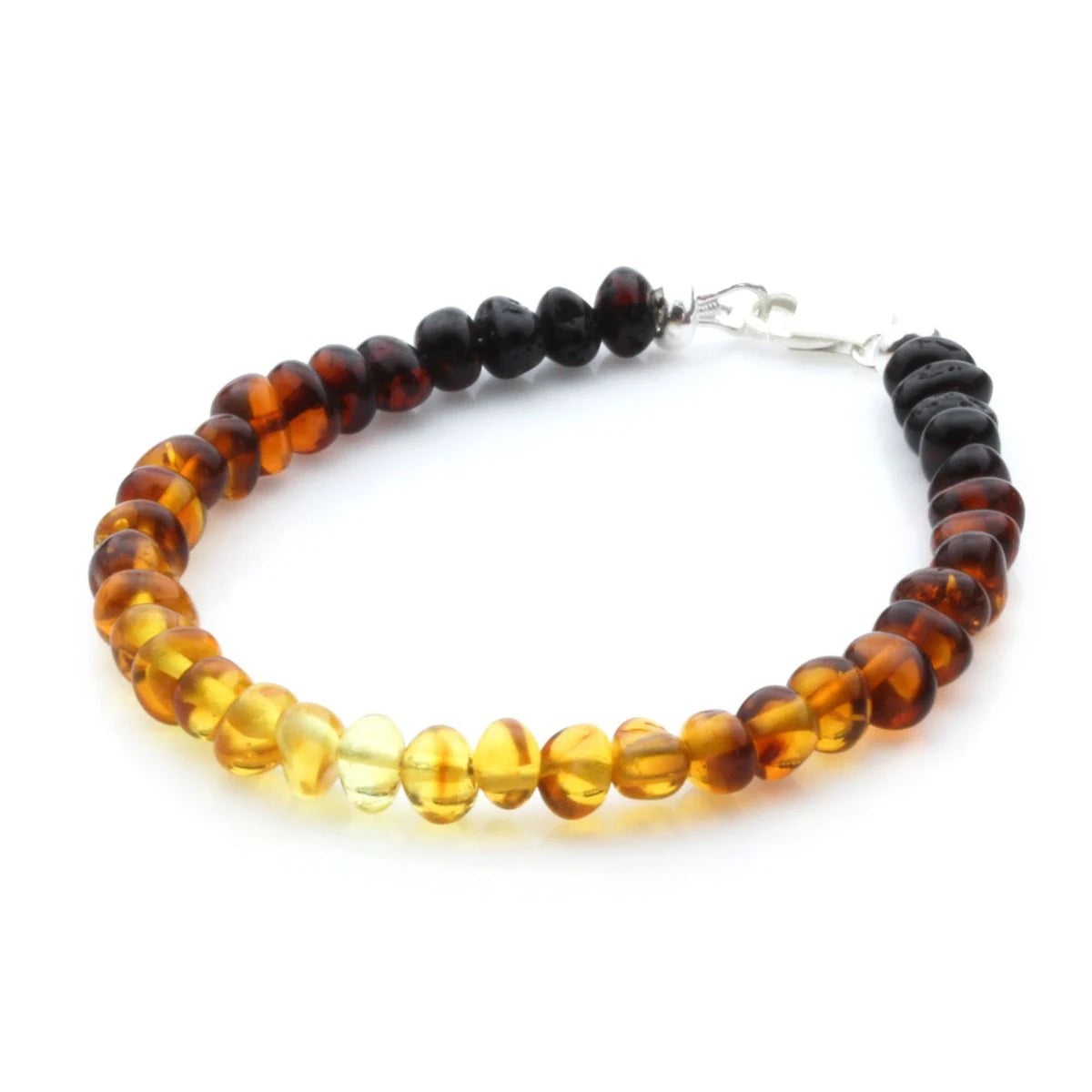Adult Baltic Amber & 925 Sterling Silver Clasp Bracelet 18cm. Ba Rainbow II S.
