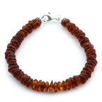 Adult Baltic Amber & 925 Sterling Silver Clasp Bracelet 18cm. Ro Cognac s.