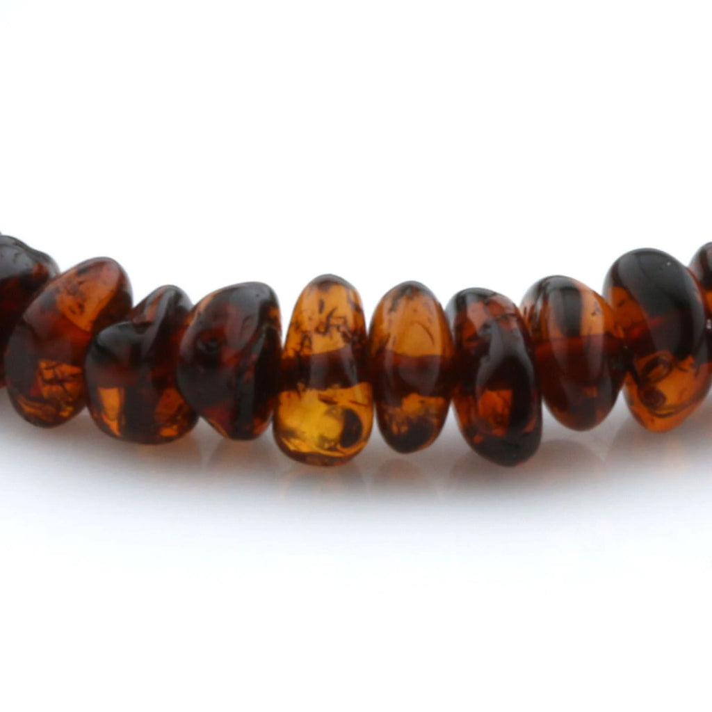 Adult Baltic Amber & 925 Sterling Silver Clasp Bracelet 18cm. Ro Cognac ss.