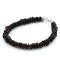 Adult Baltic Amber & 925 Sterling Silver Clasp Bracelet 18cm. Ro Dark Cognac s.