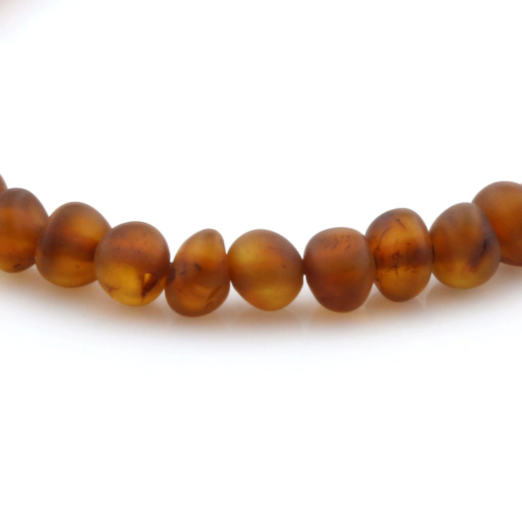 Adult Baltic Amber & 925 Sterling Silver Clasp Bracelet 18cm. Ba Cognac Matte s.