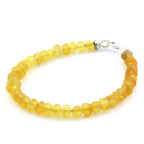 Adult Baltic Amber & 925 Sterling Silver Clasp Bracelet 18cm. Ba Yellow Matte s.