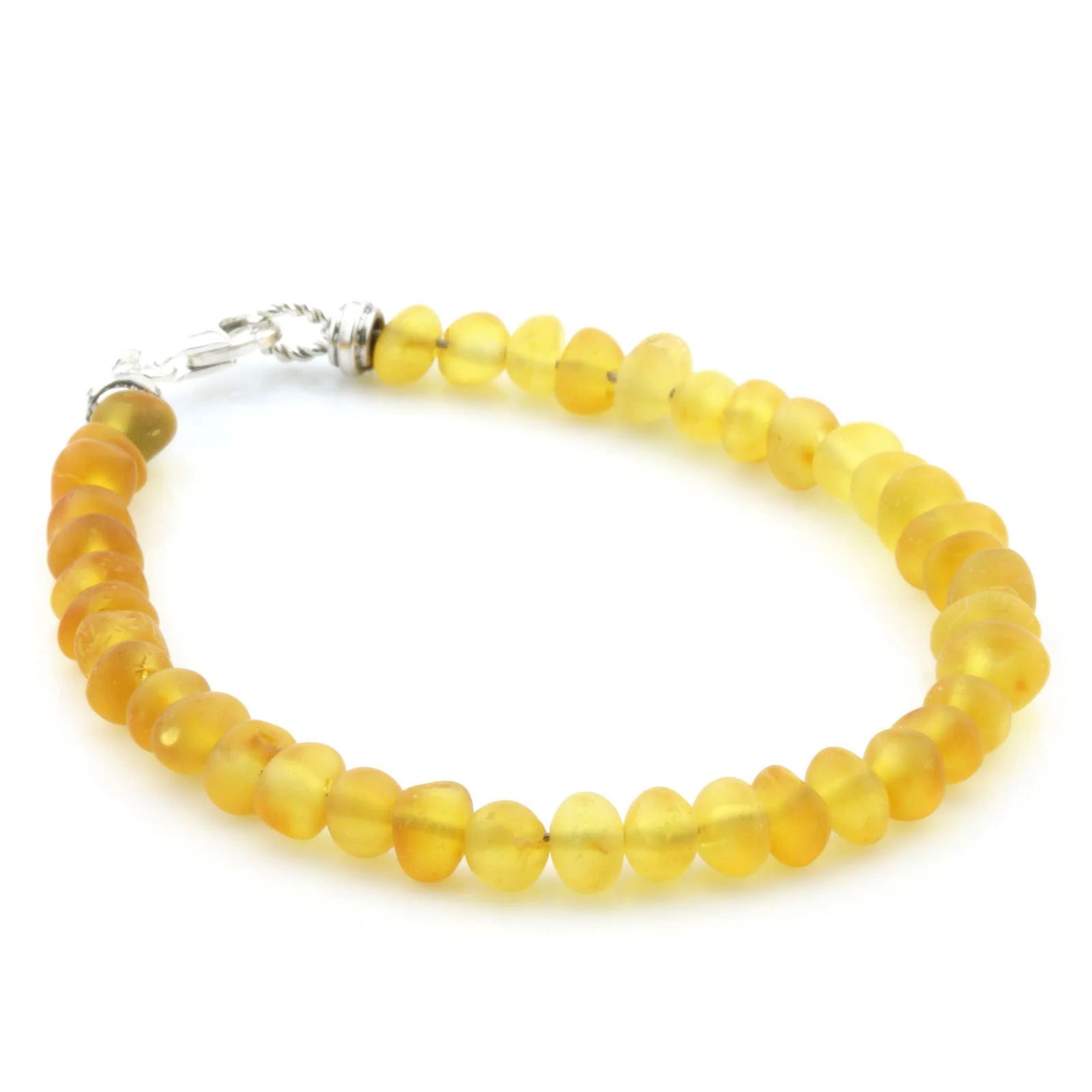 Adult Baltic Amber & 925 Sterling Silver Clasp Bracelet 18cm. Ba Yellow Matte s.