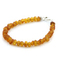 Adult Baltic Amber & 925 Sterling Silver Clasp Bracelet 18cm. Ba Light Cognac Matte s.