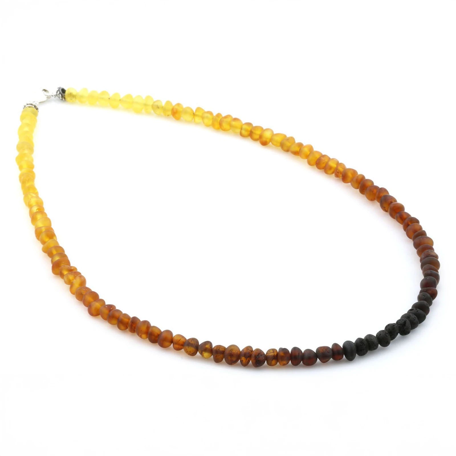 ADULT BALTIC AMBER & 925 STERLING SILVER CLASP NECKLACE 45CM. BA RAINBOW I MATTE S.