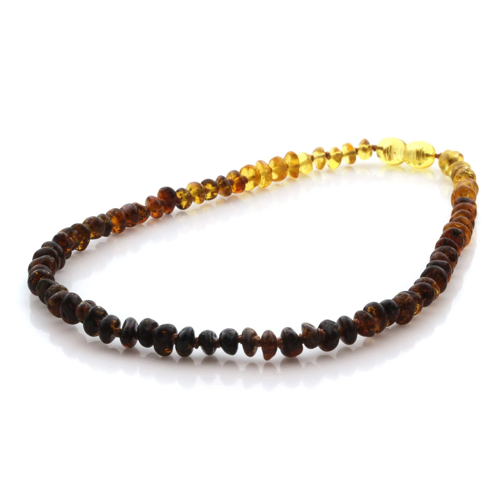 Natural Baltic Amber Teething Necklace. Round Flat LE93