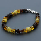 Adult Baltic Amber Bracelet & 925 Sterling Silver Clasp 18cm. LE08