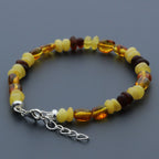 Adult Baltic Amber Bracelet & 925 Sterling Silver Clasp 18cm. LE04