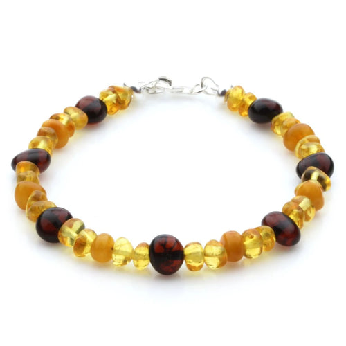Adult Baltic Amber Bracelet & 925 Sterling Silver Clasp 18cm. LE05