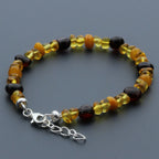 Adult Baltic Amber Bracelet & 925 Sterling Silver Clasp 18cm. LE05