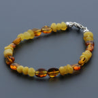 Adult Baltic Amber Bracelet & 925 Sterling Silver Clasp 18cm. LE19