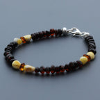 Adult Baltic Amber Bracelet & 925 Sterling Silver Clasp 18cm. LE31