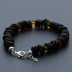 Adult Baltic Amber Bracelet & 925 Sterling Silver Clasp 18cm. LE35